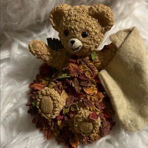 Cozy Autumn Teddy Bear Figurine